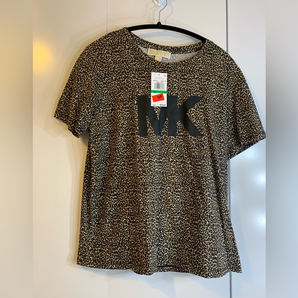 MK t shirt in leopard print, new with tags, fits more like a medium